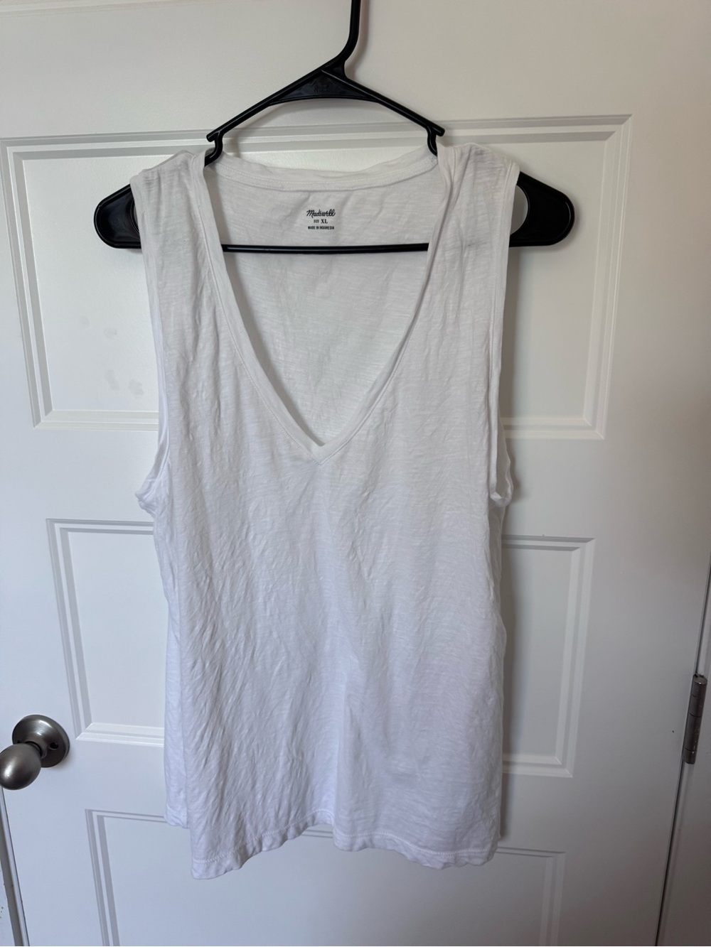 Madewell White V-Neck Rayon-Blend Tank
